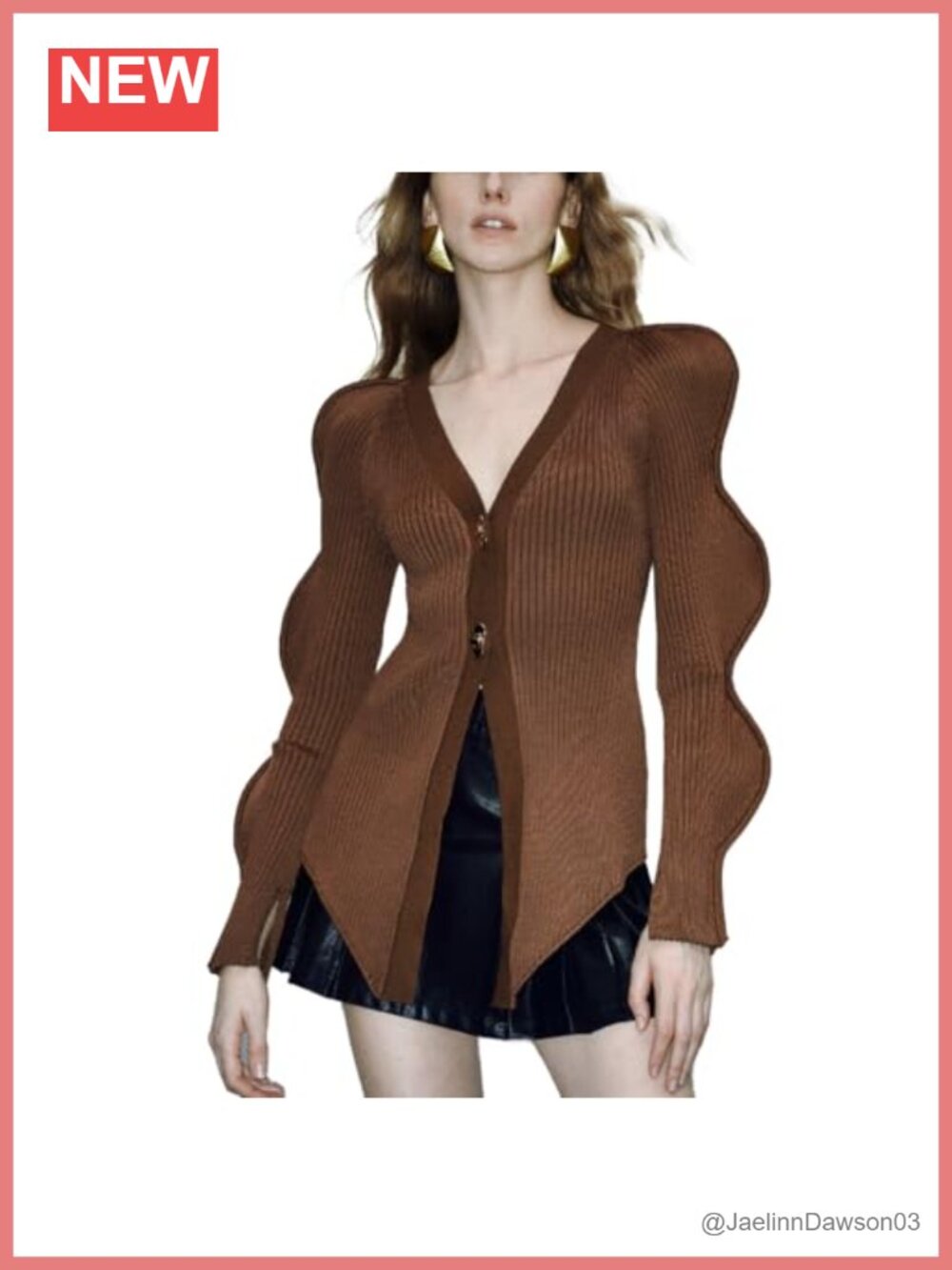 V Neck Button Down Knit Cardigan Ruffle Long Sleeve Casual Outwear